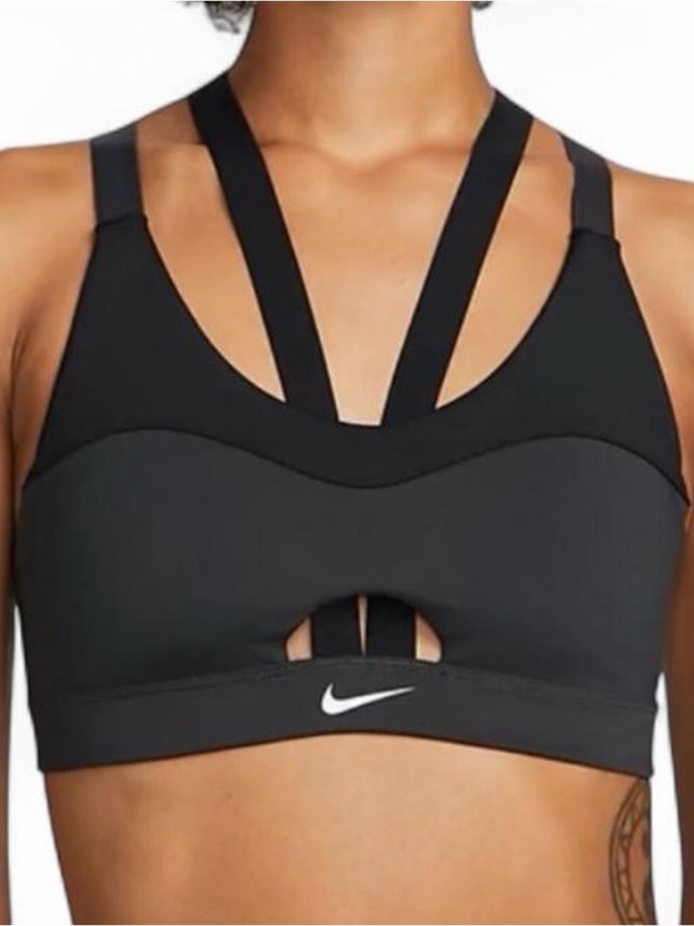 Nike womens dri-fit indy light support strappy cutout sports bra